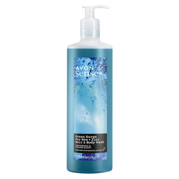 Avon 2 în 1 gel de duș pentru păr și corp ocean surge, 720ml