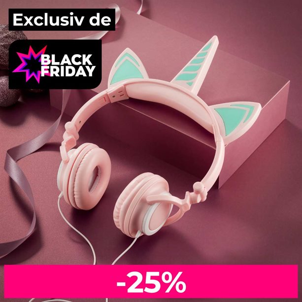 Căști pentru copii cu pisică-unicorn