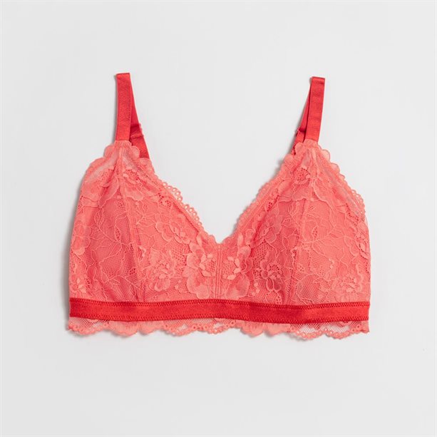Sutien cu dantelă - Corai - XL