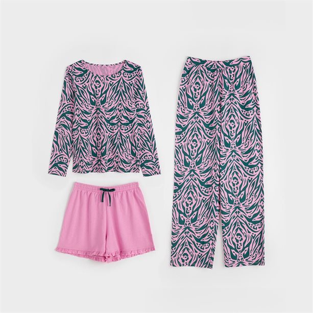 Set pijamale cu 3 piese Abstract Animal Print - XL
