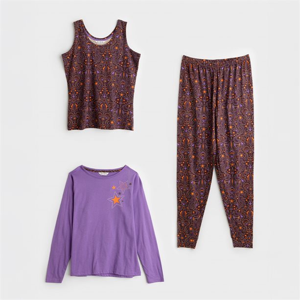 Set de pijamale în 3 piese cu print rodeo - M